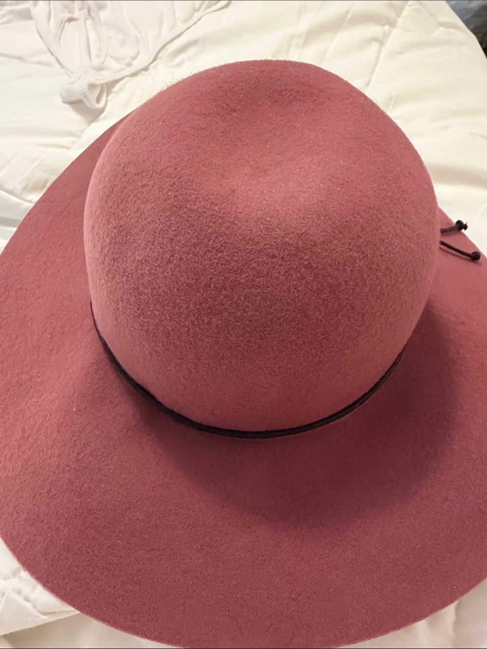 Wide Brim Felt Fedora Hat in Dusty Rose
